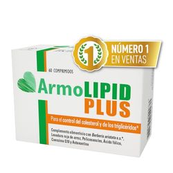 ArmoLIPID PLUS - Complemento Alimenticio Para el Control del Colesterol y de los Triglicéridos, Con Levadura Roja de Arroz, Berberina, Coenzima Q10, Astaxantina y Ácido Fólico, 60 Comprimidos