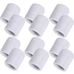 Paquete de 12 Bandas Deportivas de algodón para Hombres y Mujeres, Buenas para Tenis, Baloncesto, Correr, Gimnasio, Entrenamiento (Blanco)