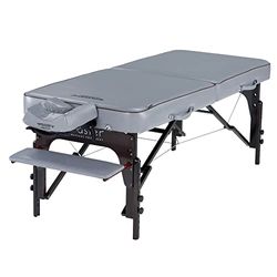 Master Massage Montour LX Draagbaar mobiel massage-ligpakket in Dove Grey met houten voet en draagtas