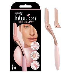 Wilkinson Sword Intuition Dermaglow Rasoio per Dermaplaning, ideale per esfoliare, profilare sopracciglia, tagliare e depilare i peli del viso, colore rosa, 1 manico e 2 pezzi di ricambio