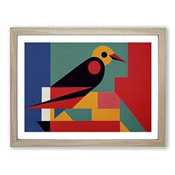 Overwhelming Abstract Bird H1022 Framed Print for Living Room Bedroom Home Office Décor, Wall Art Picture Ready to Hang, Oak A3 Frame (46 x 34 cm)