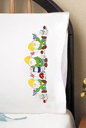 Tobin Estampado para Bordar Fundas de Almohada, algodón, Blanco, estándar