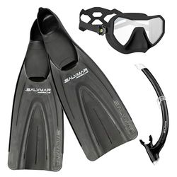 SALVIMAR, Tris de Snorkel Neo Adulto Silicona + Snorkel Time Splash + Aletas Nobilis Black, 38/39