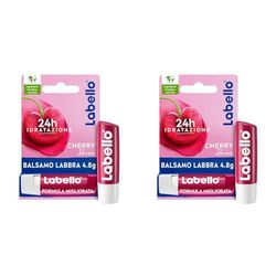 Labello Cherry Shine Burrocacao labbra 4.8 g, Balsamo labbra colorato e nutriente all'aroma di ciliegia, Lip balm idratante per 24 ore con ingredienti naturali (Confezione da 2)