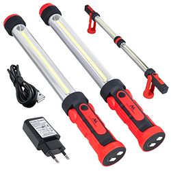 Maclean - Candeeiro de oficina 58915 MCE230 COB-LED XXL, candeeiro de mão magnético com gancho para trabalhar, 2 unidades, modo duplo máx. 1200 (2 x 600 lúmens)