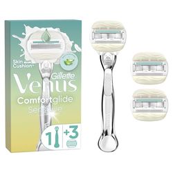 Gillette Venus ComfortGlide 5 Sensitive, Razor + 3 Razor Blade Refills