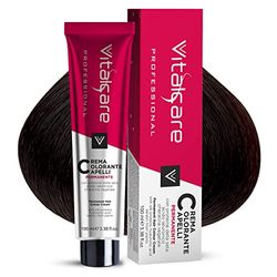 Vitalcare | Professional professionell permanent färg, hårfärgningskräm, hårfärgning med silkeprotein, nr 7/4, kopparblond, flerpack 3 st x 100 ml