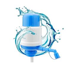 NK Dispensador de Agua Universal - Dosificador Manual para Garrafas, Botellones, Barriles - Compatible para Botellas de 2,4,6,8,10 y 12L, con Adaptador de 3,8 y 4,8 cm - Blanco y Azul