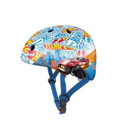DQB DeQUBE Casco Infantil Ajustable, Hot Wheels-Regolabile-Ultraleggero e Sicuro-Resistente e traspirante-2-7 Anni-Nero Unisex Bambini, Blu, Regulable