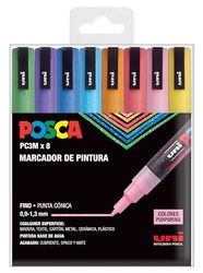 Posca UNI PC 3M Sparkling - Confezione da 8 pennarelli per pittura