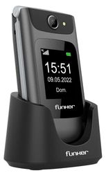 Funker C250 Comfort 4G, Cellulare 4G Volte per anziani, pulsanti e tasti grandi, facile, pulsante SOS, USB-C, 3 memorie dirette, batteria 1450mAH, base caricatore, titanio