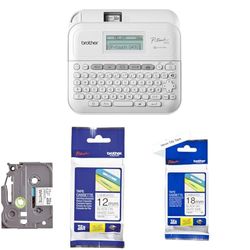 Brother P-Touch PT-D410, Etichettatrice Desktop Professionale con Display, Fino a 18 mm + Nastri Laminati TZE231 (12 mm) e TZE241 (18 mm), Nero su Bianco