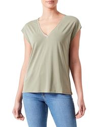 Vimodala Glitter V-hals Cap Sleeve Top, Oliegroen/detail: goud Lurex, L