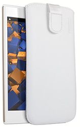 mumbi äkta läderfodral kompatibel med Wiko Ridge 4G skal läder väska Case Wallet, vit