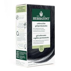 Herbatint Colorazione Gel Permanente per Capelli 1N Nero - 170 ml | Senza Ammoniaca, 100% Copertura di Capelli Grani | per pelli Sensibili, con 8 Estratti Naturali Bio