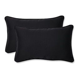 Pillow Perfect Outdoor Fresco Corded Rectangular Throw Pillow, Nero, Set di 2