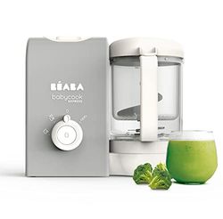 BEABA, Babycook Express, Robot Bébé 4 en 1 Mixeur-Cuiseur, Cuisson Express 15min, Mixage sur-mesure, Cuisson Vapeur Douce et Saine, Décongélation, Texture Homogène, Capacité 1 250 ml, Gris Velours