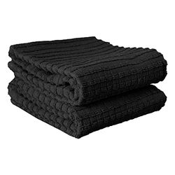 Ritz 012987 Toalhas de cozinha, algodão, preto, sólido, pacote de 2