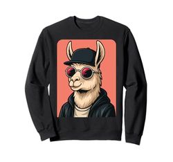 Llama che indossa occhiali da sole uomo donna lama grafica Felpa