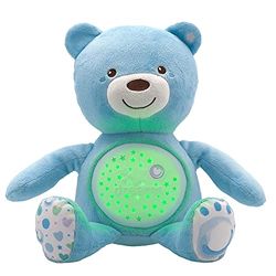 Chicco First Dreams Orsacchiotto Peluche Baby Bear, Soffice Pupazzo Proiettore con Luce Notturna Bambini, Effetti Luminosi e Rilassanti Melodie, Azzurro - Giochi Neonato 0 Mesi +