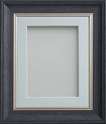 Frame Company Drummond Range Charcoal 9x7 inch Picture Photo Frame with Light Blue Mount for Image 7x5 inch * Choice of Sizes* Fitted with Real Glass