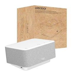 Logitech Logi Dock, docking station all-in-one usb c, speakerphone, cuffie con microfono con cancellazione del rumore, bluetooth, hdmi, Windows/macOS, per Zoom, Google Meet, Google Voice, Bianco