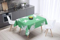 Bonamaison Kitchen Decoration, Tablecloth, Petrol Green, White, 140 x 140 Cm - Designed and Manufactured in Turkey