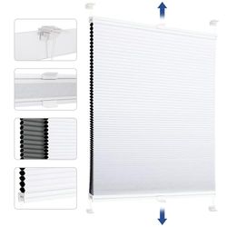 Sekey Store plissé en nid d'abeille - sans perçage - 100% occultant - Opaque - Klemmfix - Rail en Aluminium - Blanc et Gris - 100 x 130 cm (l x h)