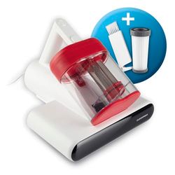 CLEANmaxx Roterande kvalsterdammsugare med UV-C-ljus och HEPA-filter för allergiker | Handdammsugare för madrasser | ultraljud och värmefunktion | Kraftfull: eliminerar 99,9%