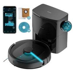 Cecotec Robot Aspirador y Friegasuelos con Base Autovaciado Conga 9590 Spin Revolution Ultra Power Home. 10000Pa, Navegación Láser, 240mins Autonomía, Mopas, Cepillo de Silicona y Mascotas, App