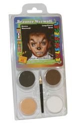 Eulenspiegel 204702 Schminkset bruine Werwolf, penseel en handleiding (mogelijk niet beschikbaar in het Nederlands), 4 kleuren