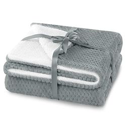 AmeliaHome Knuffeldeken 220x240 cm zacht stiksel Sherpa lamsvel look woondeken Shleepy staal