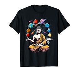 Buda Malabares Planetas Espaciales Zen Yoga Meditación Espiritual Camiseta