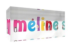 Little Helper recuerdo decorativo de acrílico transparente pulido como diamante estilo illustratif pintado con el nombre de joven Meline 5 x 15 x 2 cm pequeño