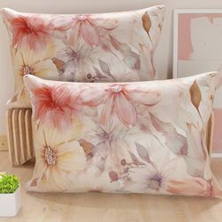 PETTI Artigiani Italiani - Lot de 2 Taies d'Oreillers 70x40 cm 100% Microfibre Hypoallergénique, Housse Oreiller Rectangulaire Motif Floral Rose, Paquet de 2, Fabriqué en Italie