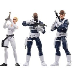 Marvel Legends Series S.H.I.E.L.D. Nick Fury Jr., Sharon Carter et Dum Dum Dugan Action Figurines