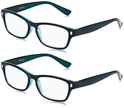The Reading Glasses Company Óculos de leitura água-marinha leitores valor pack 2 homens mulheres Rr77-Q +3,00 2 unidades 58 g