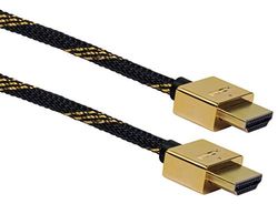 SCHWAIGER -HDMSL25 531- SLIMLINE höghastighets-HDMI®-kabel med Ethernet | Svart/guld | HDMI®-kabel med hög hastighet och Ethernet för perfekt Ultra HD-överföring med hög upplösning