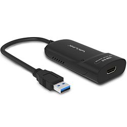 WAVLINK - USB 3.0 till HDMI-adapter för tunt externt videokort, stöder upplösning 2048 × 1152, med ljudport för Windows 10/8/7/XP, svart
