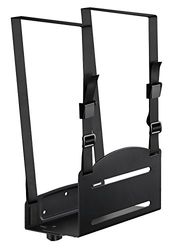 Mount-It! CPU Wall Mount Bracket, Desktop Computer Tower Holder with Safety Straps, Heavy Duty Size Adjustable CPU Case Holder, Steel, Black, 22 Lbs Capacity, Saves Floor and Desk Space
