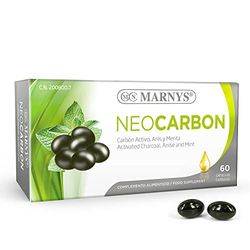 Marnys Carbón Vegetal Activo y esencias de Anís y Menta - Ayuda para Adelgazar, Para Eliminar Gases Intestinales, Alivia Hinchazón y Dolor Estomacal, Suplemento Depurativo - 60 cápsulas