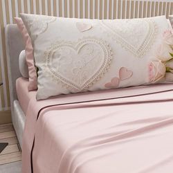PETTI Artigiani Italiani - Cotton Sheets with Pillowcases in Digital Print, French Double Sheet, 319 Light Powder Patterned Bed Set, 100% Made in Italy