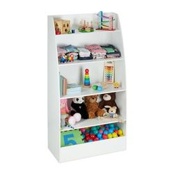 relaxdays Étagère Livre Enfant, Meuble Rangement Jouet AV. 5 Compartiments, Salon&Chambre d'enfants, 152x80x40 cm, Blanc