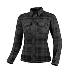 SHIMA RENEGADE LADY 2 motorcykelskjorta för kvinnor – pansad rutig motorcykeljacka med Kevlar av DuPont-lager, CE-rygg, axel, armbågsskydd, blixtlåsstängning (svart, XS)