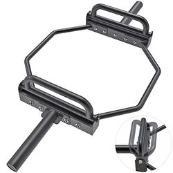Kipika Barbell Olympische valstang, Hex Bar, Shrug Bar, Deadlift Bar met standaard en inklapbare handgrepen voor Olympisch gewichtheffen, haalt zijn schouders op, squats, solide 2 inch stalen mouw,