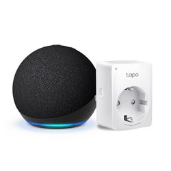 Echo Dot (5ª generazione) | Antracite + TP-Link Tapo Presa intelligente, compatibile con Alexa - Kit di base per Casa Intelligente