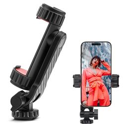 GlasFlength Adaptateur Trépied Smartphone, Support Telephone Trepied avec 2 Chaussure Froide ettrou de vis 1/4" Adaptateur Stabilisateur Smartphone Rotative à 360° pour iphone Galaxy Caméra, Noir