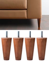 IPEA 4 x Furniture Feet, Walnut, Height 14 cm, Made in Italy, Feet for Sofas, Cabinets, Tapered Legs Solid Wood for Armchairs