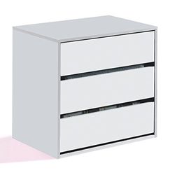 Dmora Commode à trois tiroirs, couleur blanche, Dimensions 60 x 57 x 44 cm