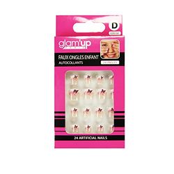 Glam’Up Paris - Faux Ongles pour Enfant - Pleine Couverture - Facile à Utiliser – Autocollants - Auto-adhésifs - 24 Faux Ongles par Boîte - Forme Carrée Arrondie - N°150 - Papillons